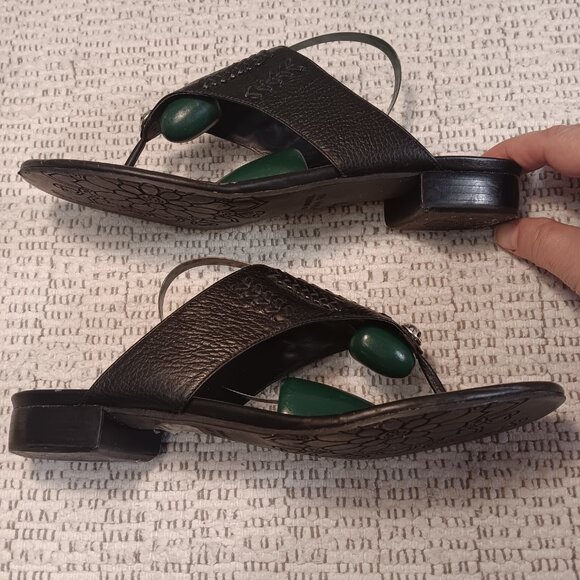 Brighton 'Norma' women's heeled black leather flip flop sandals sz 9 N - Picture 6 of 14